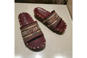 Dior Dway Wedge Slide Sandal Red/Blue/Grey