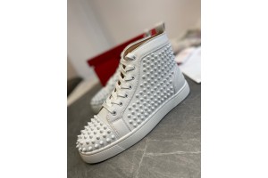 Christian Louboutin Louis Spikes  - High Top Sneaker White  CLHT-008