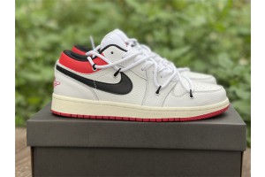 Off-White x Air Jordan 1 Low White Black University Red Shoes
