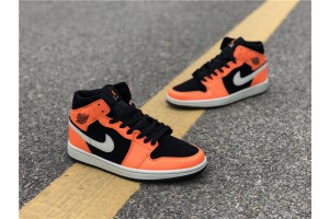 Air Jordan 1 Mid Black Orange Peel - 554724-062