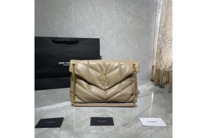 YSL Loulou Puffer Quilted Shoulder Bag Beige