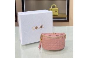 Christian Dior's uniquely shaped small wallet Pink/ Black/ Blue