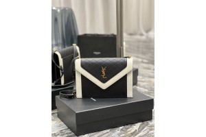 Ysl Envelope Gaby Satchel In Lambskin And Lamé Leather Black/White